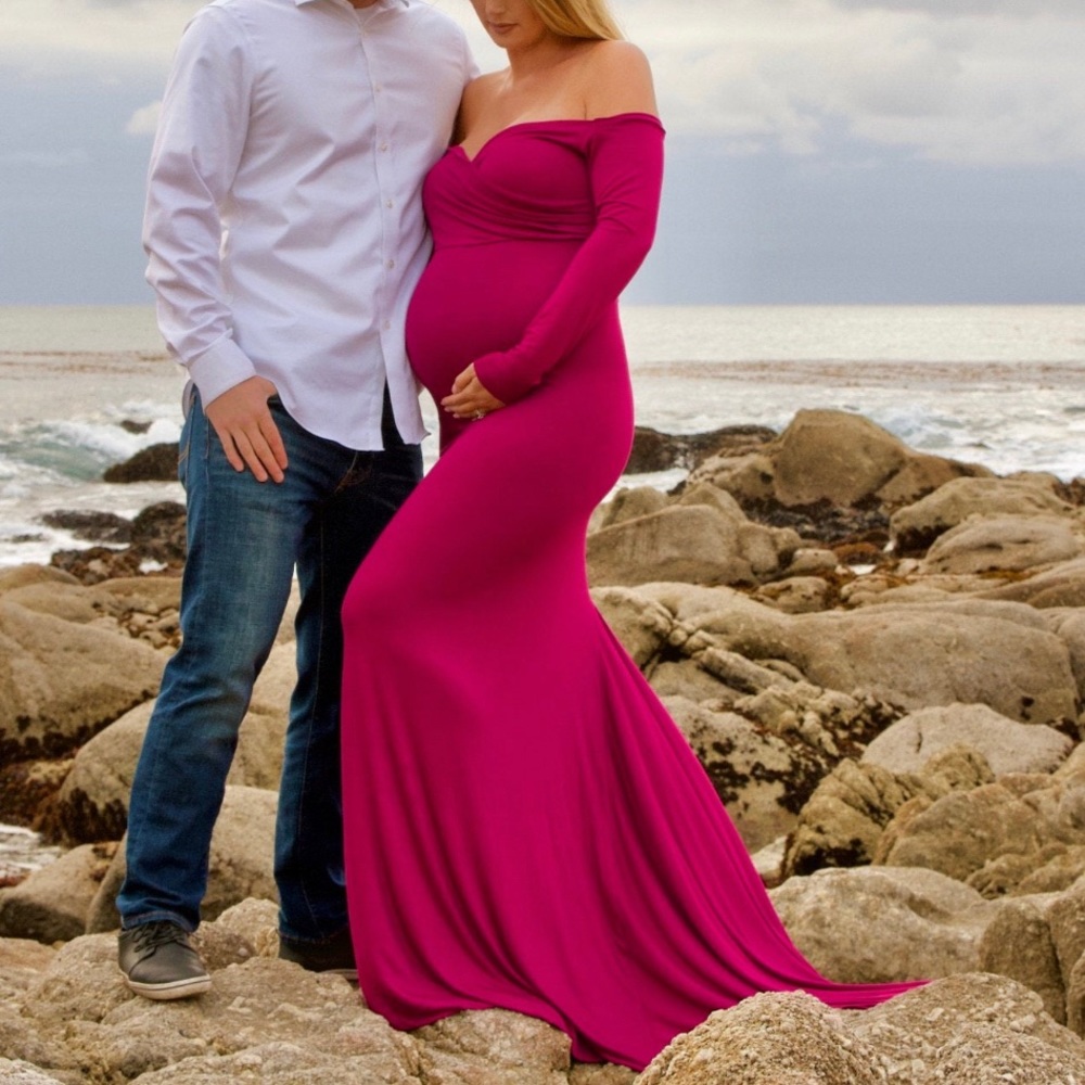 Off the shoulder maternity/ shower gown